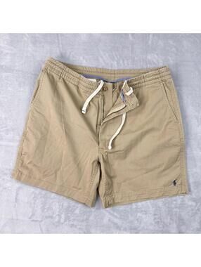 Polo Ralph Lauren Khaki Cotton Shorts Drawstring elastic waistband Men XXL 6''